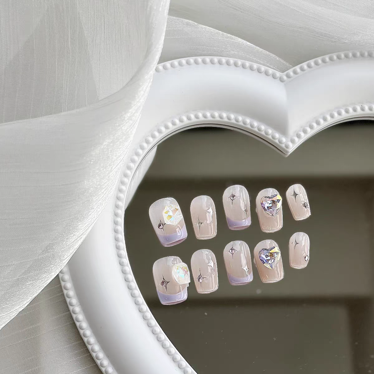 Taro Milk | Handmade Wearing Armor Cute Purple French Four Star Love Shining Diamond 2023 New Short Armor