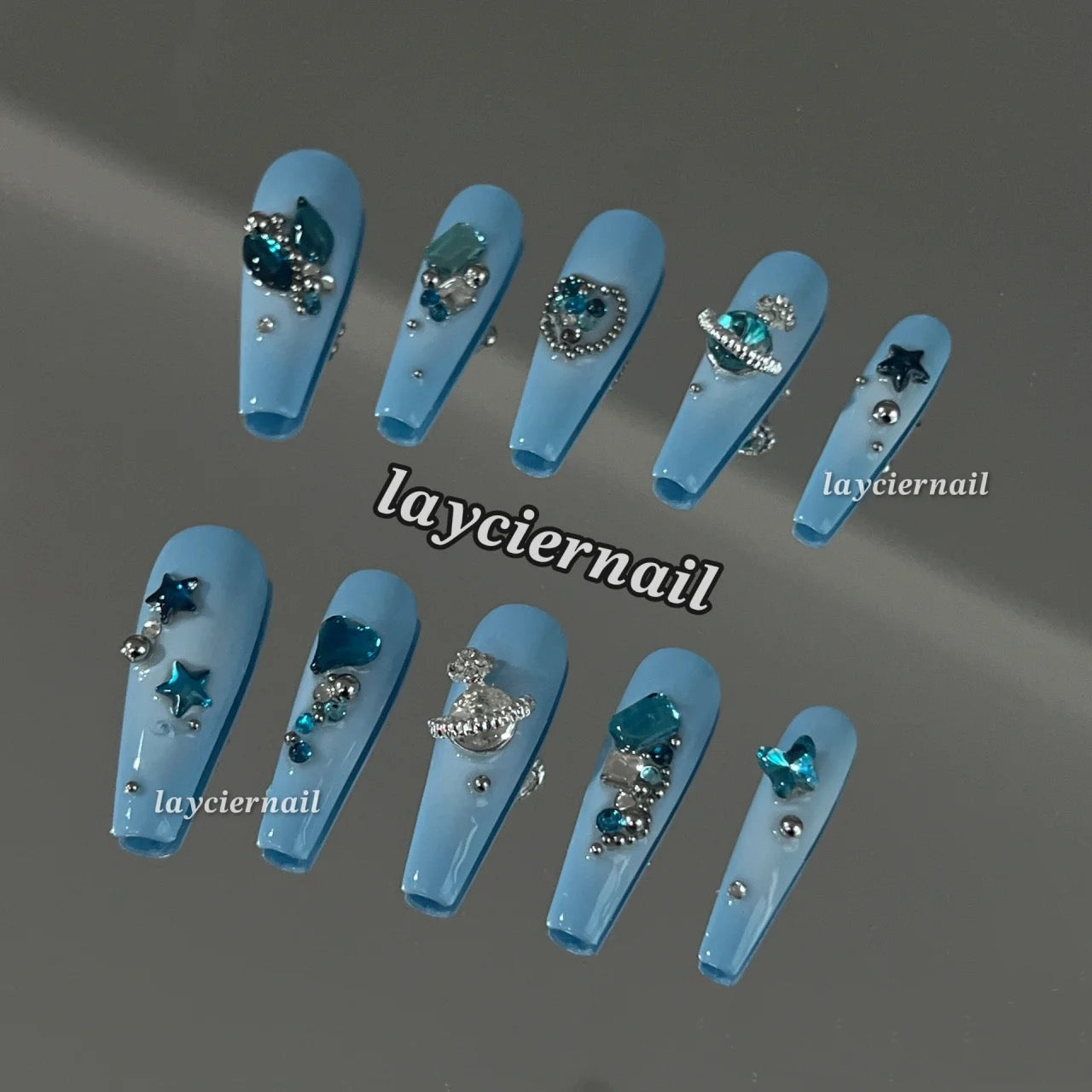 Blue love advanced design nail