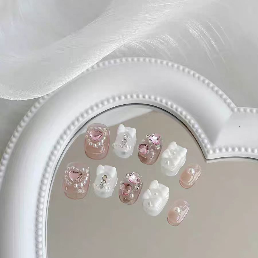 Girl's Heart | Handmade Wearing Armor Cute Short Bow Pink Love Pearl Summer New Short Armor