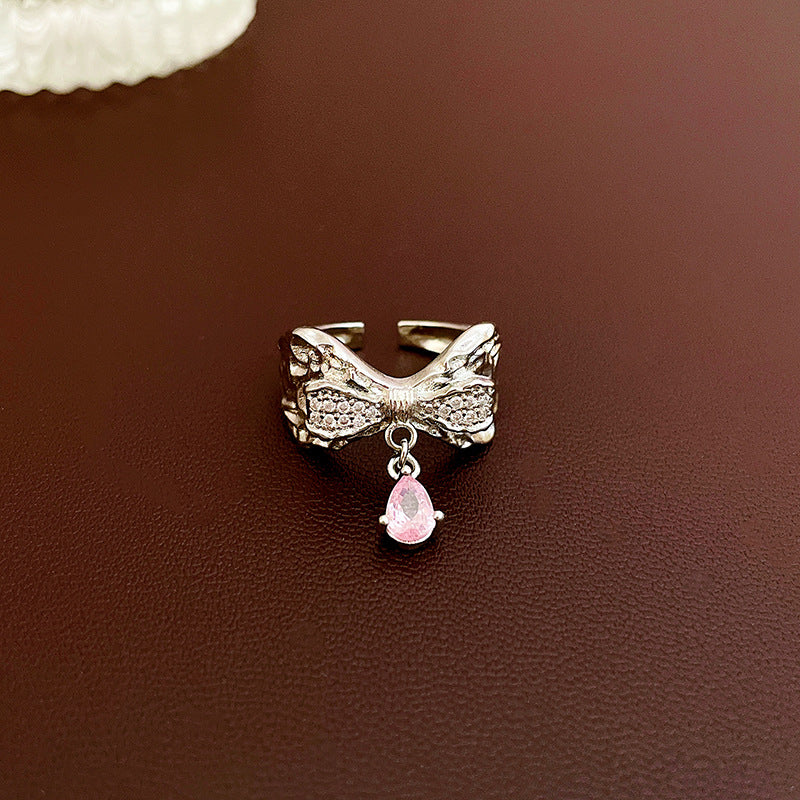 Zircon love opening sweet and exquisite index finger ring