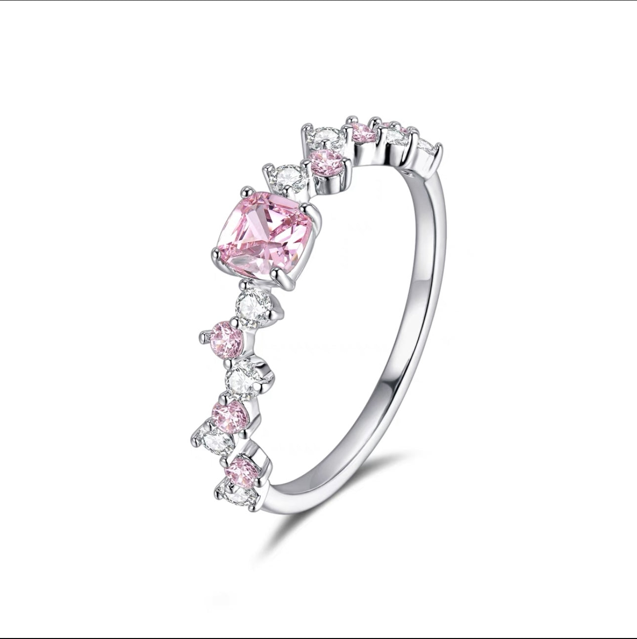 Cherry blossom pink ring six-piece set sweet flash diamond love gemstone butterfly ring