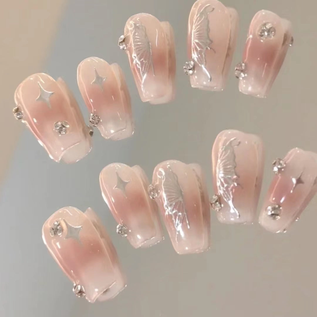 Spice Girls Wear Jiaya Culture y2k Millennial Pink Plush Love Removable Nails Phototherapy Nail in Autumn and Winter