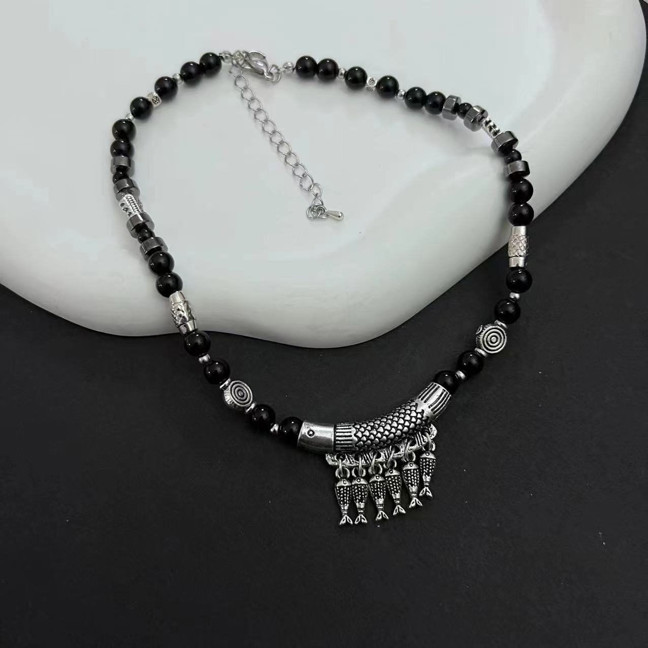 Sweet Cool Style Black Cat Silver Chain Necklace Personalized Fashion Crowd Design Punk ins Spicy Girl Neckchain Collar Chain