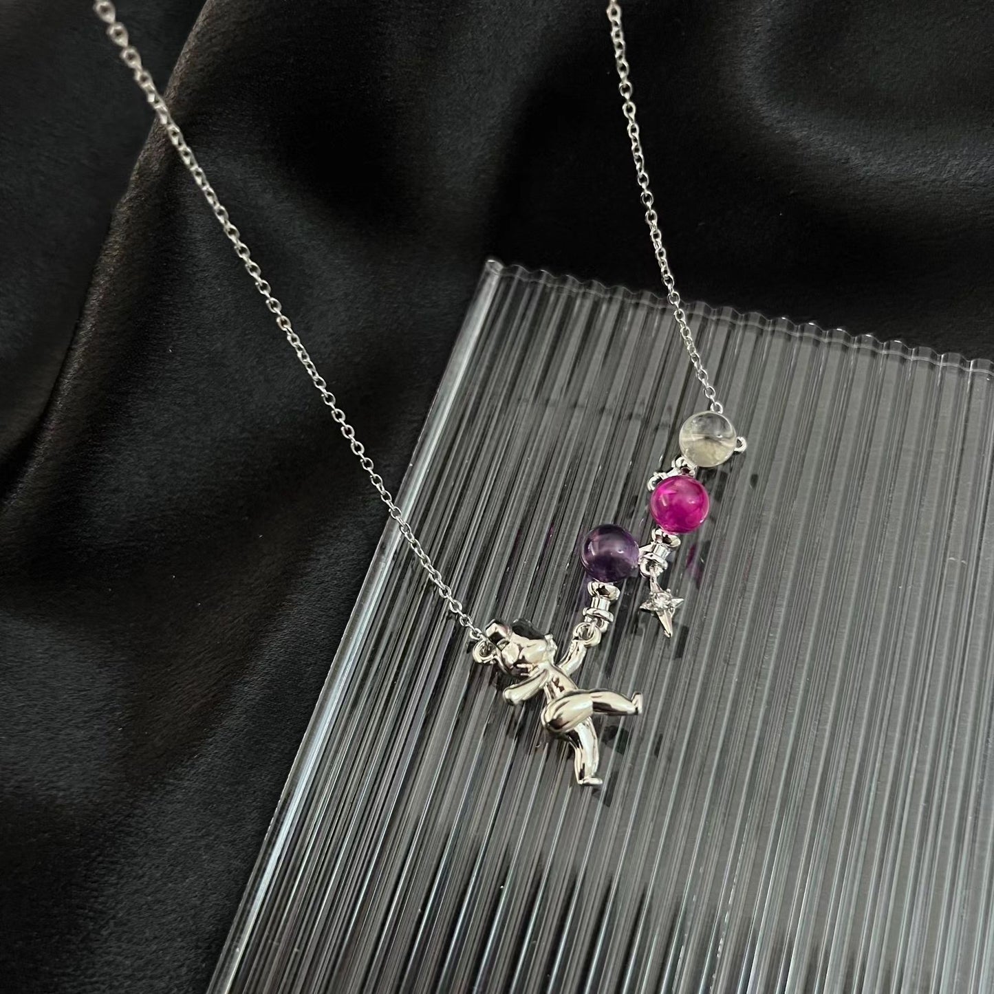 Fall at a Glance~Pure Desire Zircon Butterfly Necklace Light Luxury Small Crowd Collar Balloon Dog Necklace