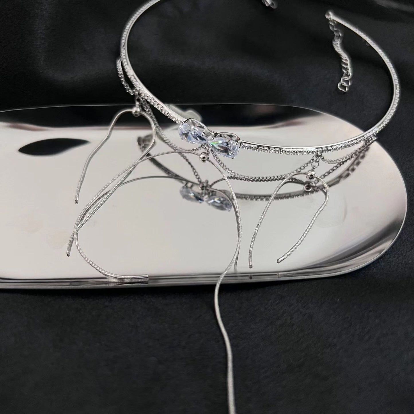 Fall at a Glance~Pure Desire Zircon Butterfly Necklace Light Luxury Small Crowd Collar Balloon Dog Necklace