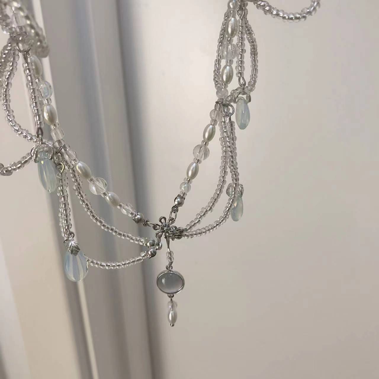 Yingluo collar, Hanfu accessories, palace circle, ancient style hair accessories, tassels, pearl necklaces, women's ancient clothing, headwear, pearls, sky full