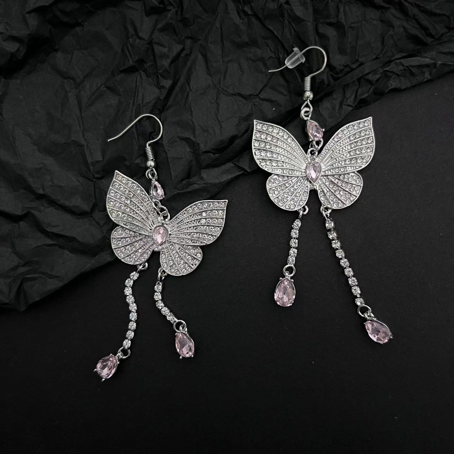 Xiaohongshu Knocking Immortal Butterfly Tassel Necklace Light Luxury Advanced Butterfly Fairy Earrings Long