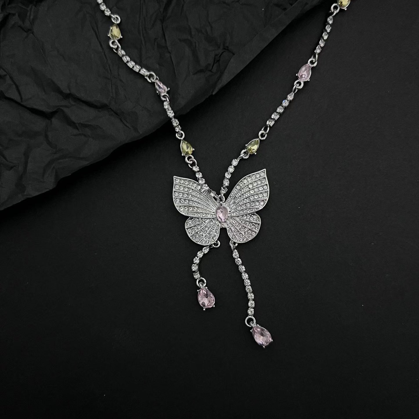 Xiaohongshu Knocking Immortal Butterfly Tassel Necklace Light Luxury Advanced Butterfly Fairy Earrings Long