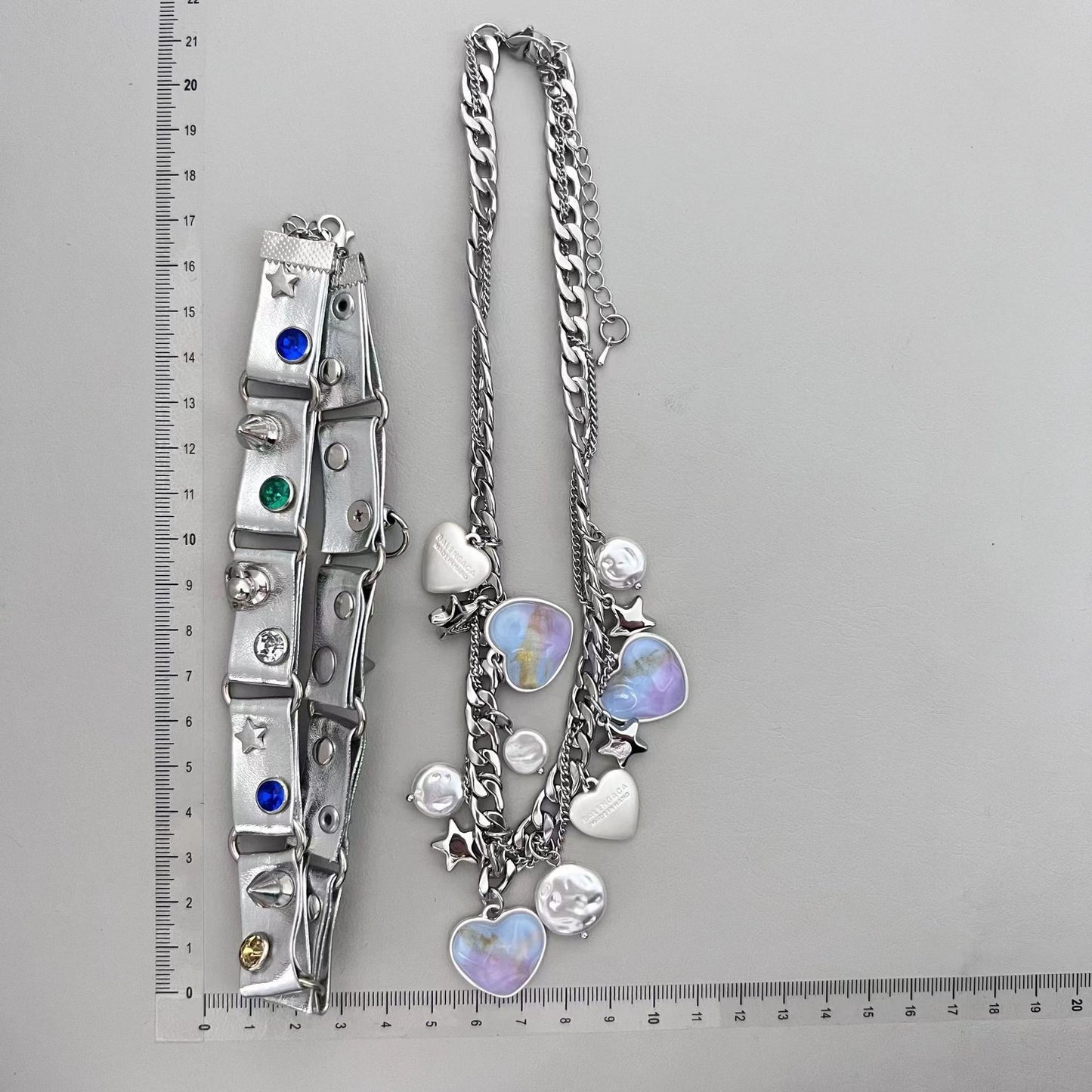 Gem Star Choker Splice Colorful Gem Rivet Leather Adjustable Collar Colorful Love Flow for Men and Women