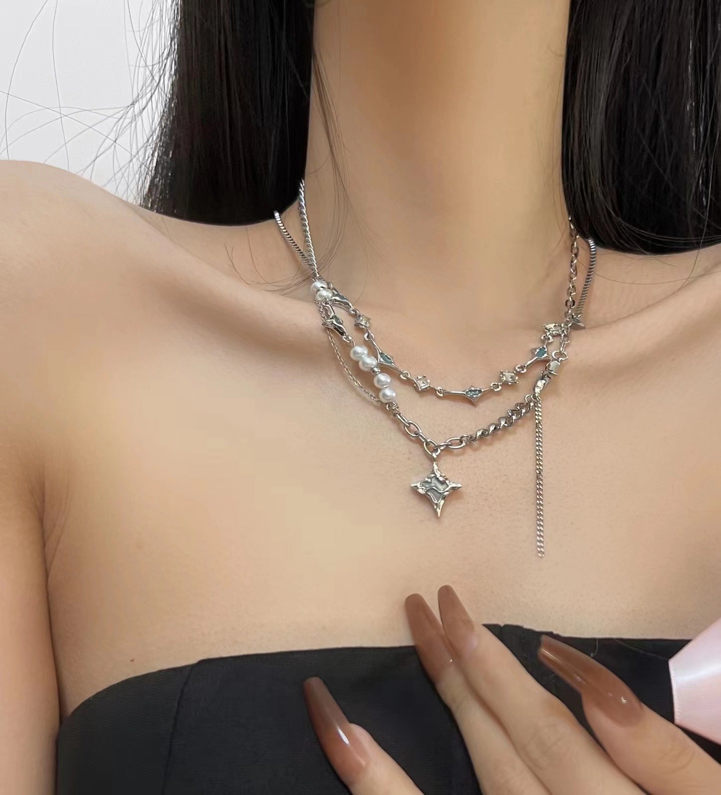 Design Blue Lava Starlight Necklace Fashion Men and Women Couple Sweater Chain Minimalist Sweater Chain Insider Design Sense