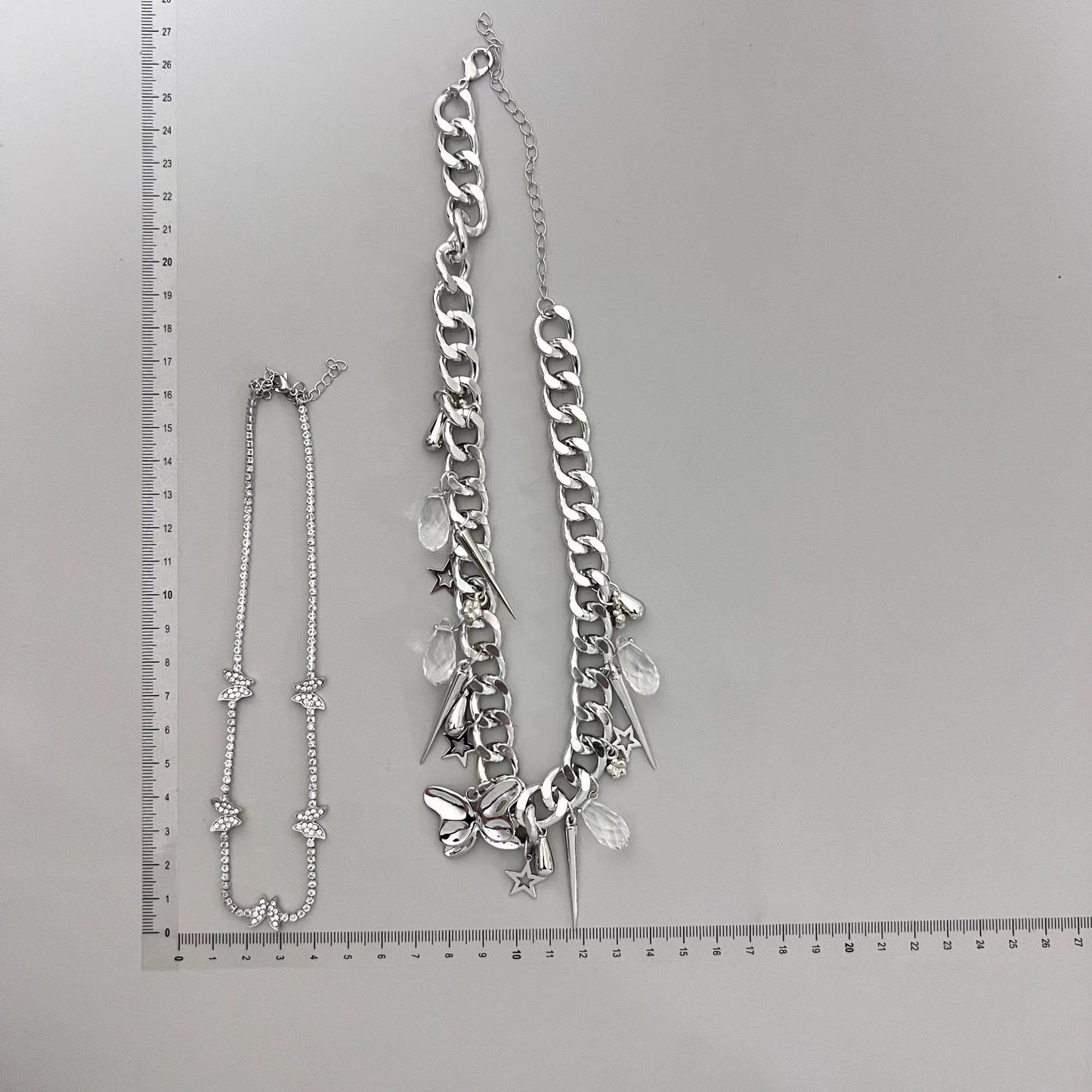 T Shackles Series Silver pentagram Multi layer Overlay Tassel Star Sequin Necklace Collar Chain Sweater Chain