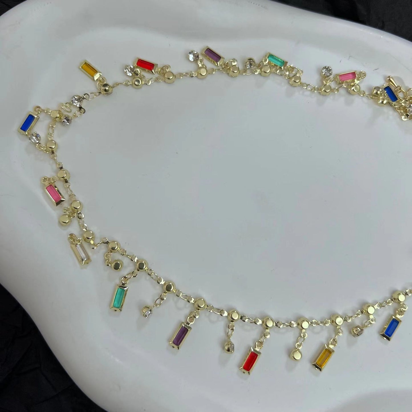 Mermaid Princess Advanced Colorful Crystal Butterfly Pendant Necklace with Light Luxury and Small Design Collar Chain Neckchain Accessories