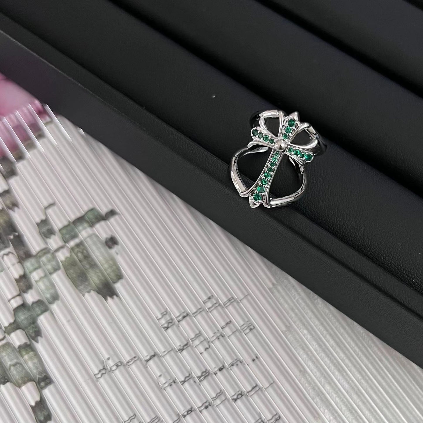 Knock the niche k Luo set diamond cross opening ring, dark personality, niche light luxury design sense, 2023 new model