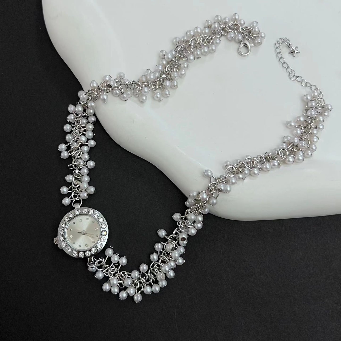 Pearl 2023 New Style Dial Zircon Necklace for Women's Light Luxury Small Crowd Collar Chain Crystal Gem Necklace Neckchain High