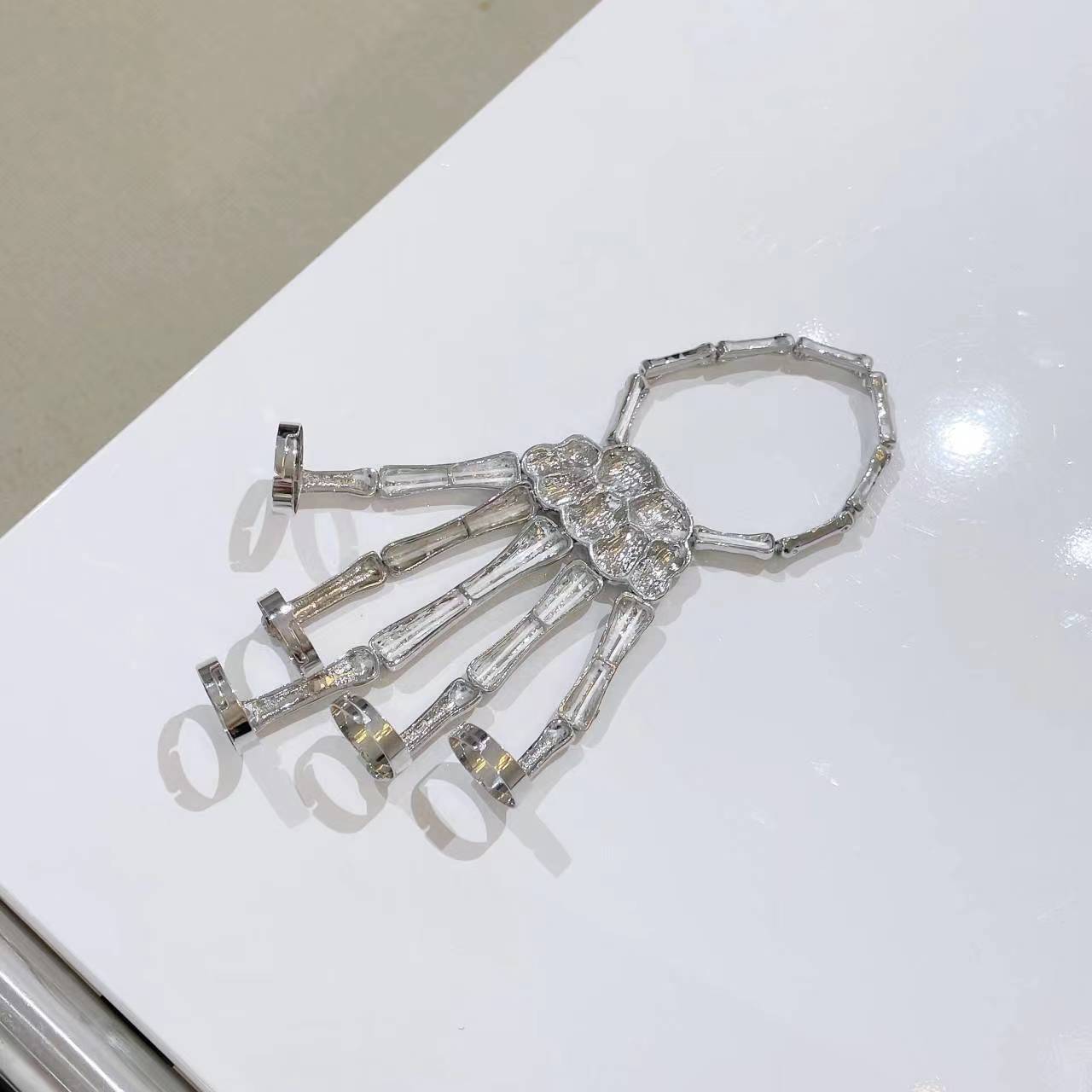 Skull Punk Style Silver Skeleton Bracelet Gloves INS Flexible and Adjustable Unisex Fit