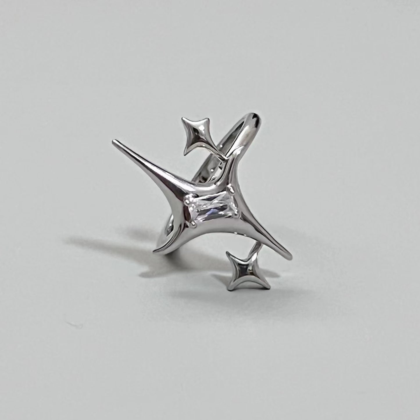 Small Star Couple Ring Korean Edition INS Design Sense Letter X Inlaid Zircon Texture Ring for Men's Fashion Personality Hand