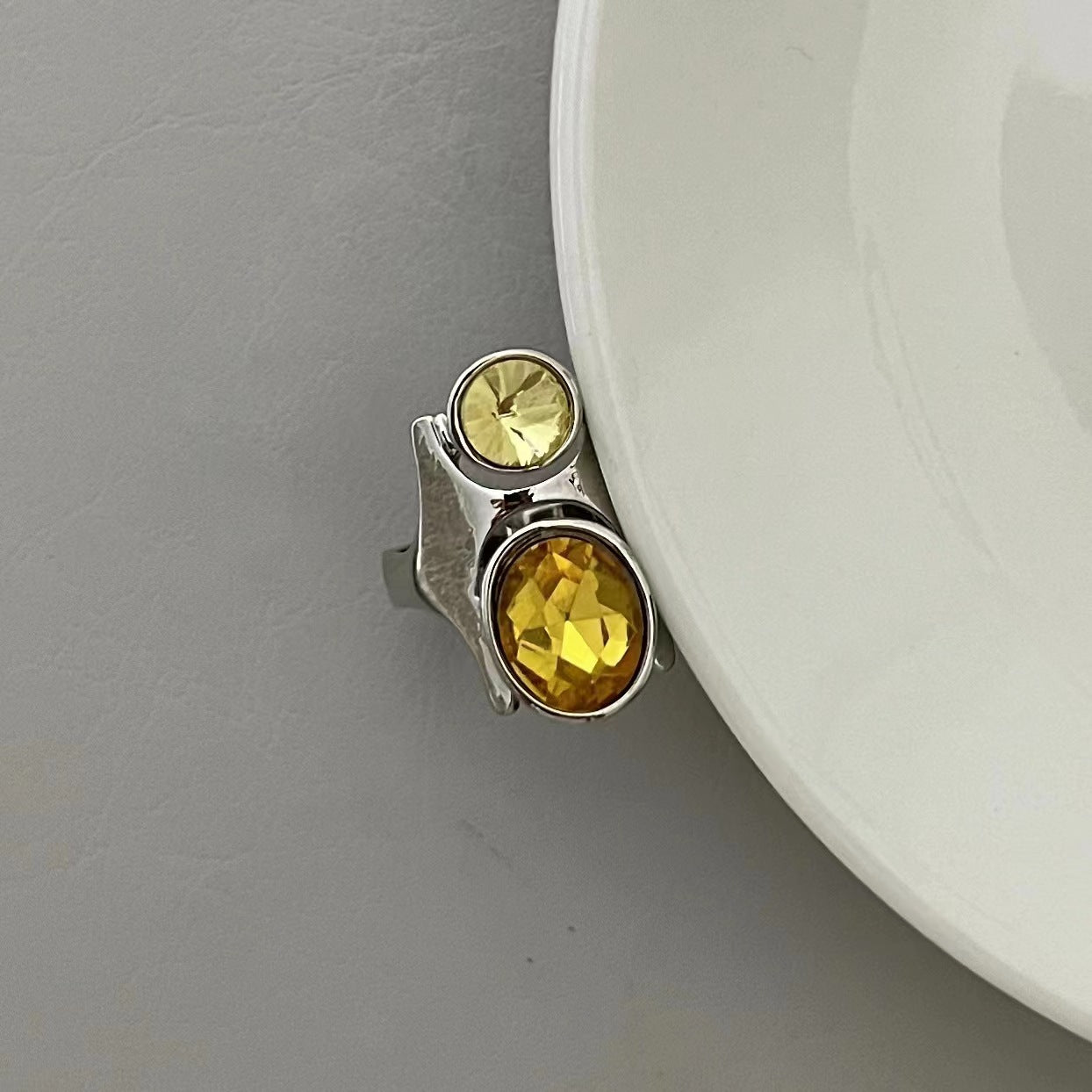 Mechanical Style Simple Fashion Punk Hollow Metal Ring Versatile Small Couple Ring Men and Women's Four Piece Set