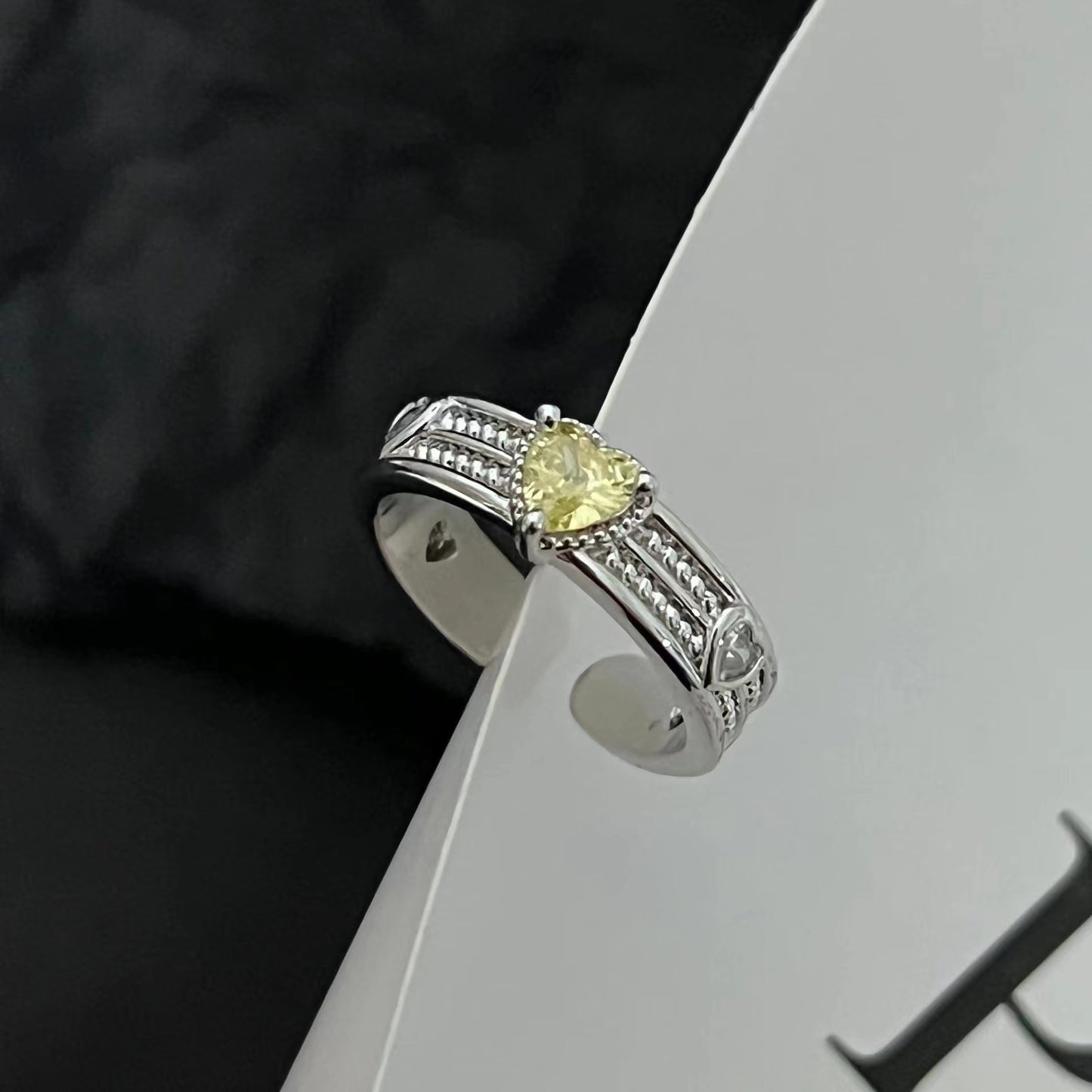 Coco Lane Sweetheart Princess Exquisite Pink Diamond Bow Knot Sweet Temperament Ring ins Women's Ring Opening Tide