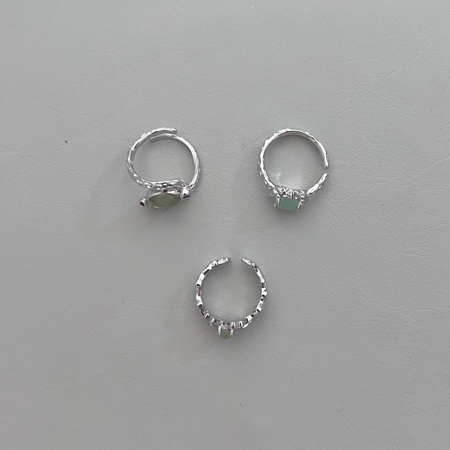 New Chinese style adjustable opening ring with irregular insets, cool and light luxury, niche design jewelry, green stone opening