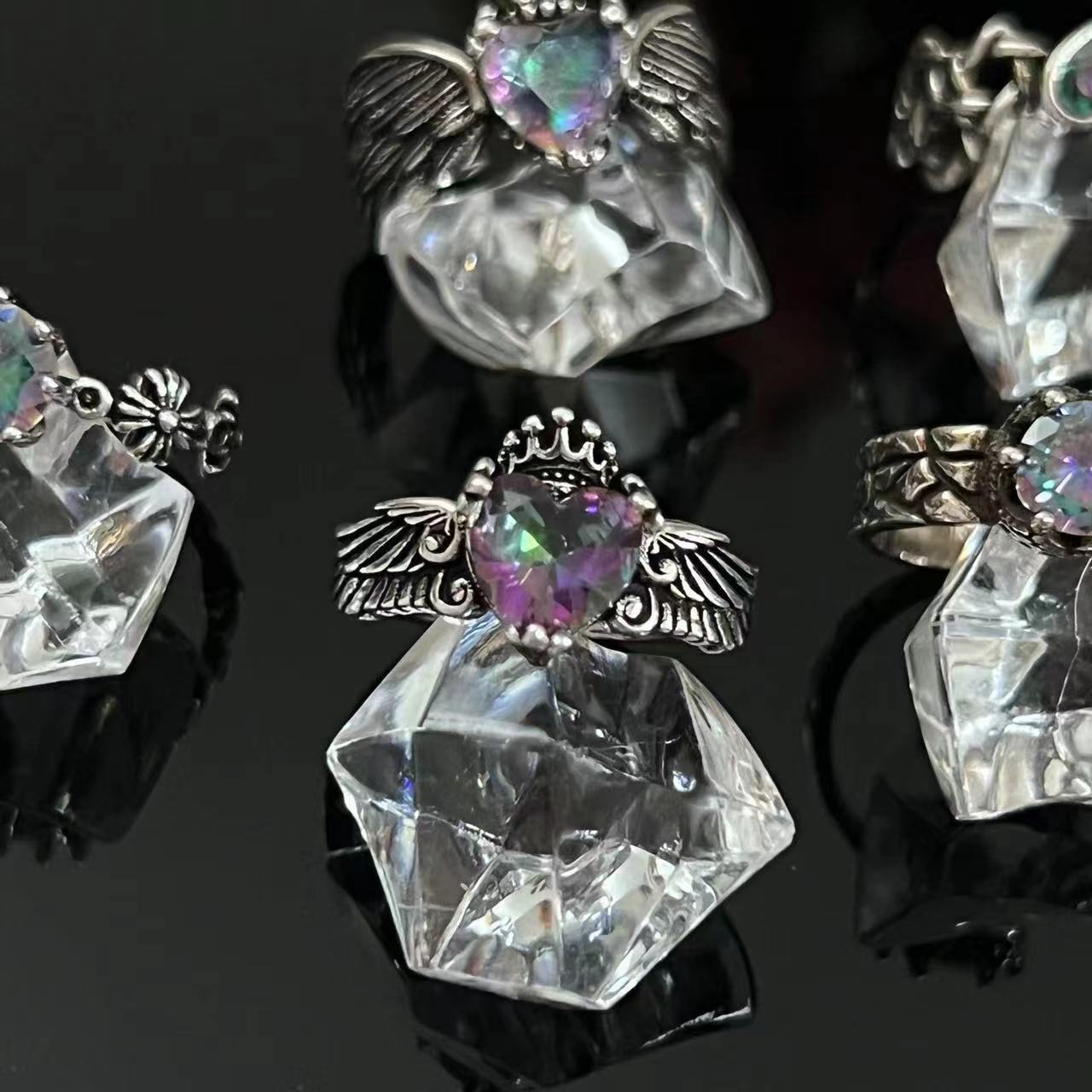 Heavy Industry Cross Iris Combination Ring for Women's Design: A Small Group Retro Cool Style Index Finger Ring