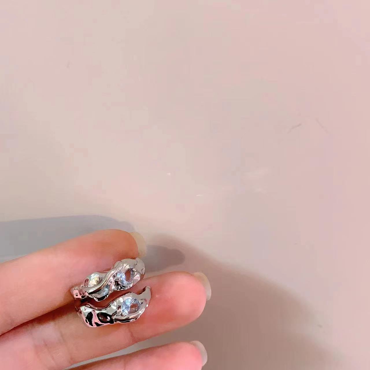 Zircon Ring Female INS Cold and Elegant Design Opening Ring Light Luxury Gem Index Finger Ring Fashion Personality