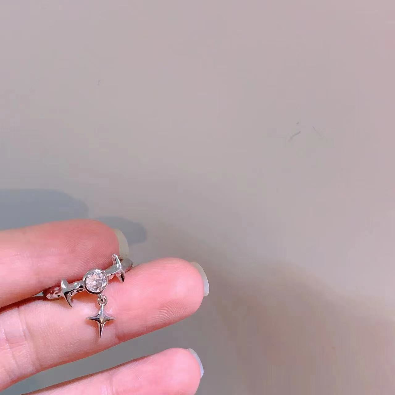Zircon Ring Female INS Cold and Elegant Design Opening Ring Light Luxury Gem Index Finger Ring Fashion Personality