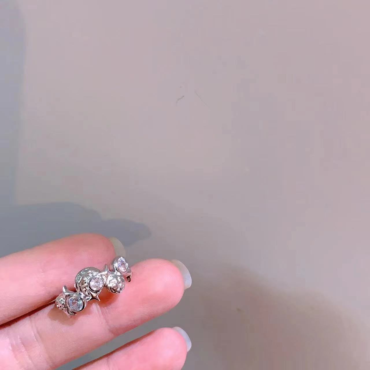 Zircon Ring Female INS Cold and Elegant Design Opening Ring Light Luxury Gem Index Finger Ring Fashion Personality