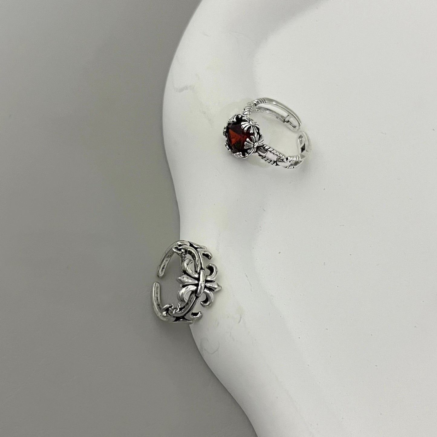 Vintage Zircon Geometry Cross Chain Tassel Open Ring Cold Wind Index Finger Ring Personalized Handicraft