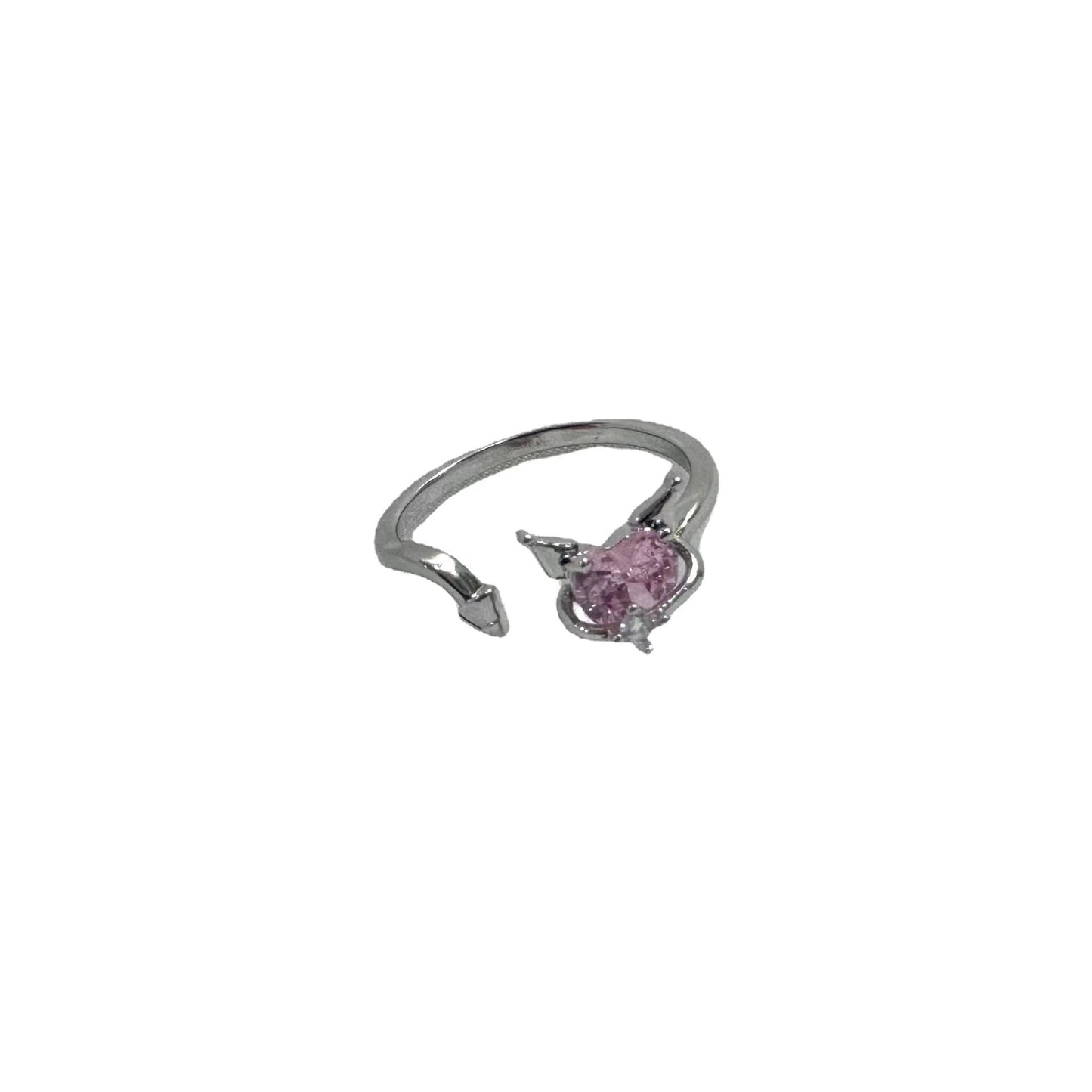 Sweet Cool Kuromi Women's Fashion Temperament Micro Set Zircon Open Ring Index Finger Ring Korean Edition Student INS