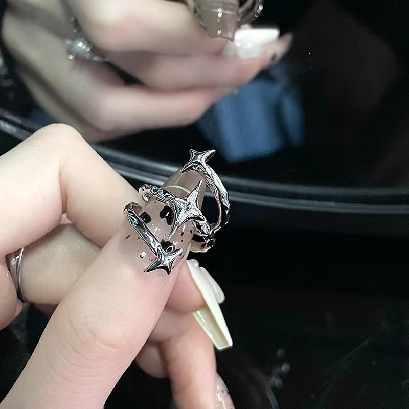 Cosmic Star Manger Ring for Women, Light Luxury French Zircon, Small Design, High Sense, Fashion, Personality, 2022 New Trend