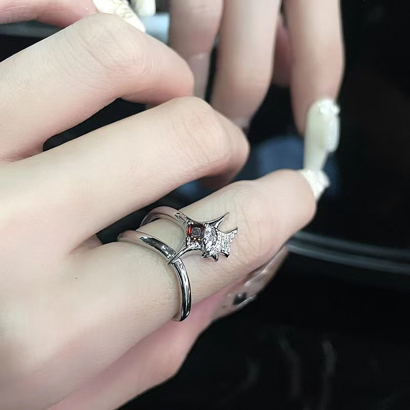Cosmic Star Manger Ring for Women, Light Luxury French Zircon, Small Design, High Sense, Fashion, Personality, 2022 New Trend