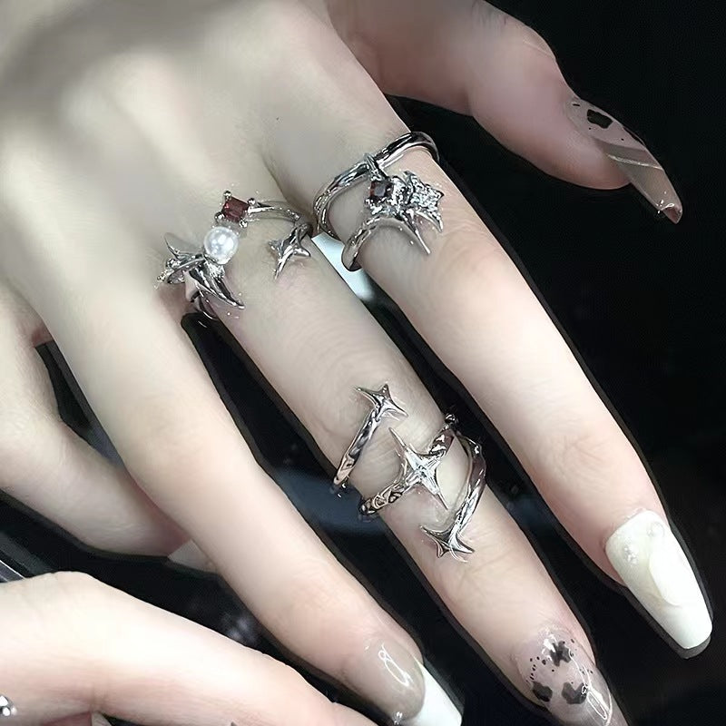 Cosmic Star Manger Ring for Women, Light Luxury French Zircon, Small Design, High Sense, Fashion, Personality, 2022 New Trend