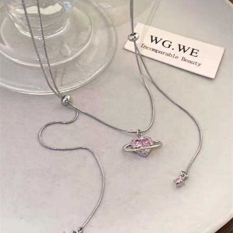 Wishing to Escape, Surrounded by Zircon Necklace, Female Light Luxury, Small Crowd Design Sense, French Style, Love Accessories Explosion