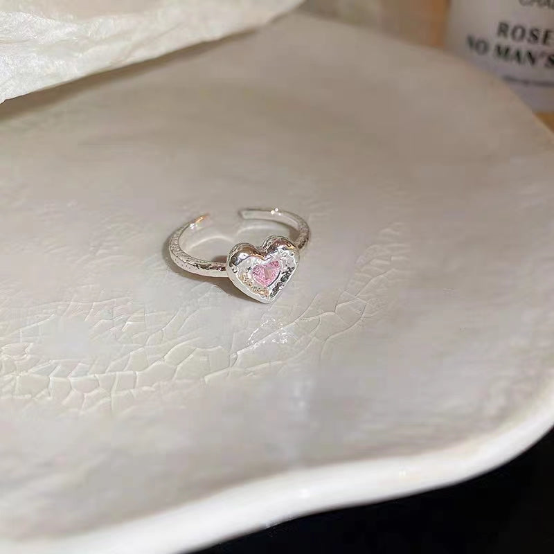 Zircon Heart Star Open Ring, Luxury and Small, Simple Index Finger Ring, Sweet and Cool, Elegant and High Grade Handicrafted Girl