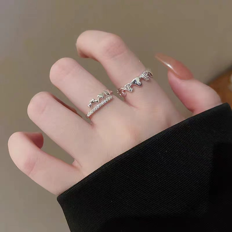 Zircon Heart Star Open Ring, Luxury and Small, Simple Index Finger Ring, Sweet and Cool, Elegant and High Grade Handicrafted Girl