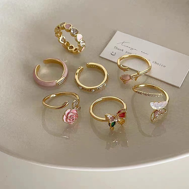 French retro butterfly ring for women, luxurious and niche design, high-end and exquisite flower versatile index finger ring