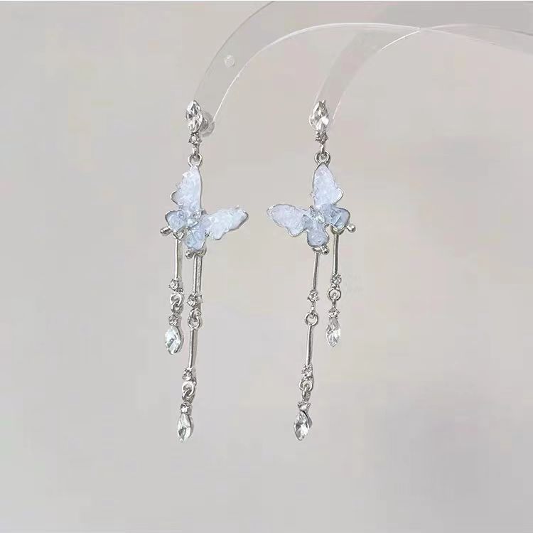 Super Immortal Gradual Butterfly Rhinestone Tassel Earrings with Unique Design and Personality, Popular in 2023