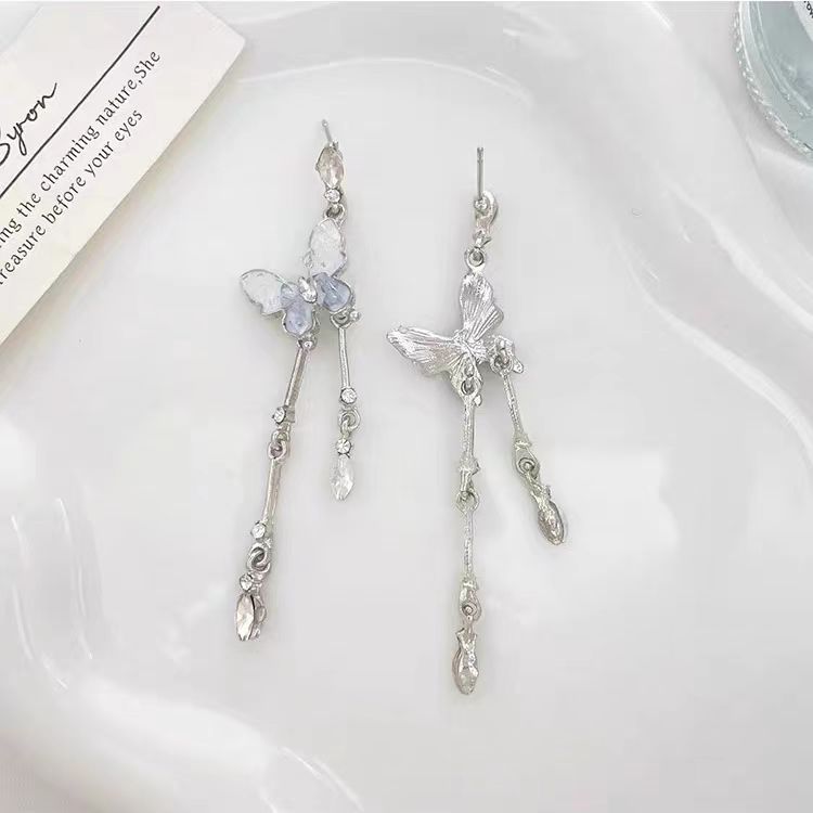 Super Immortal Gradual Butterfly Rhinestone Tassel Earrings with Unique Design and Personality, Popular in 2023