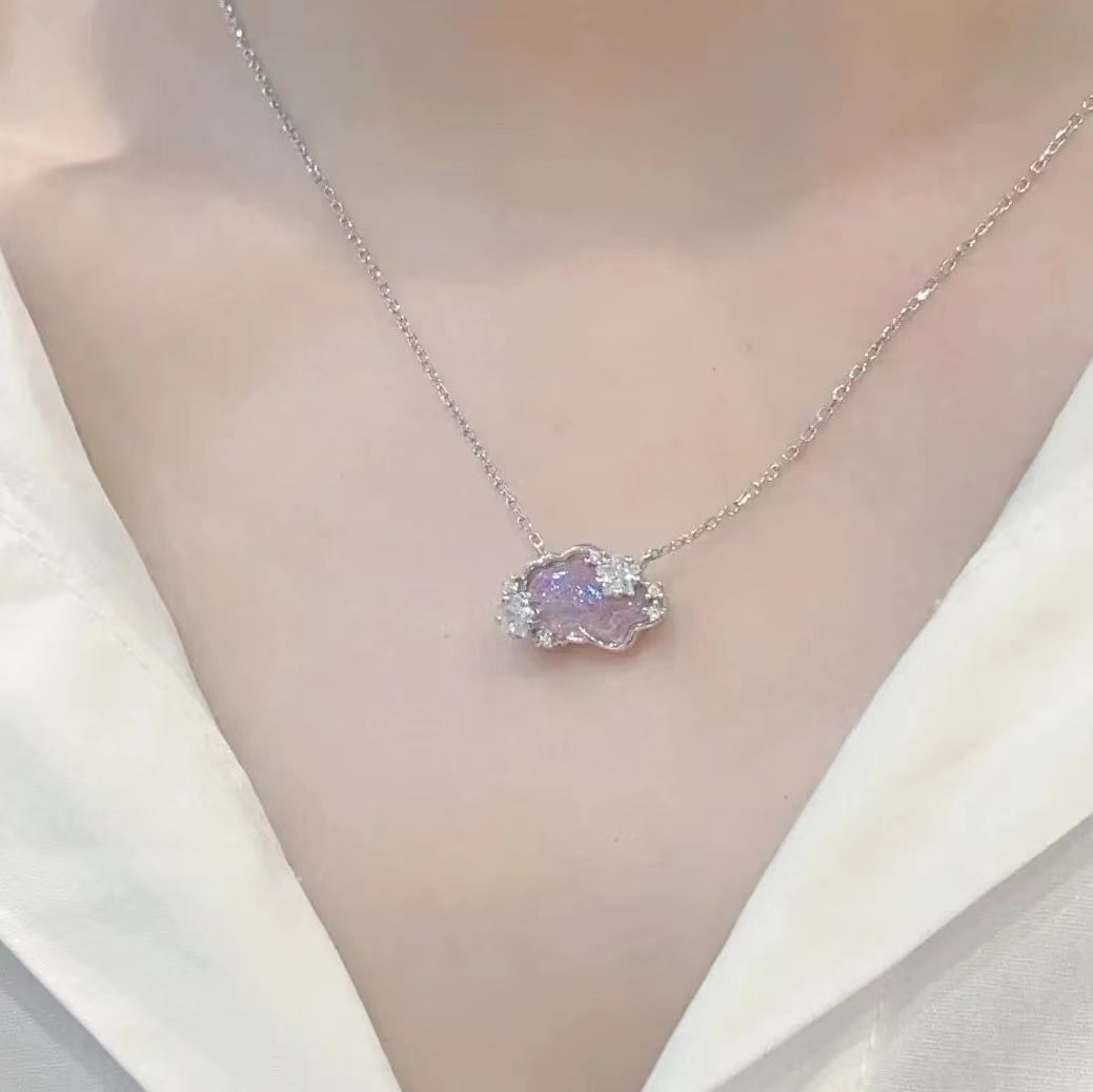 Glazed Cloud Fantasy Necklace for Women with Light Luxury and Small Crowd Design Collar Chain INS Simple and Cool Style Accessories for Summer Versatile