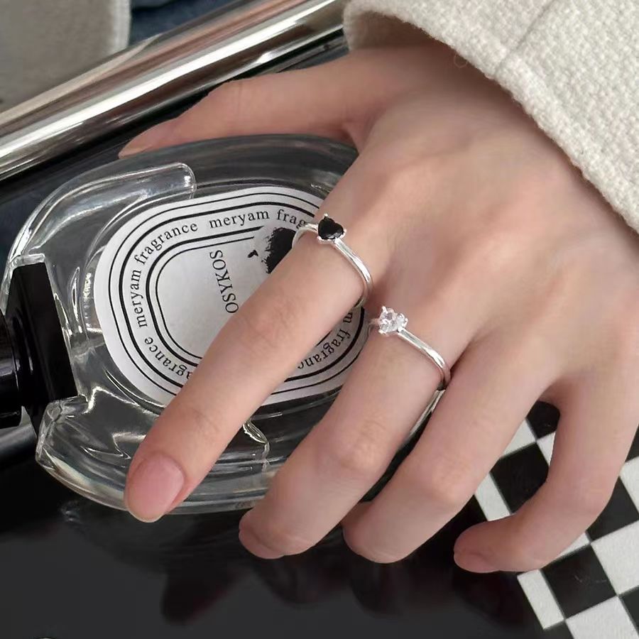 925 Sterling Silver Ring Women's Colorful Love Zircon Ring, Unique Design, High Sense, Square Personalized Index Finger Ring