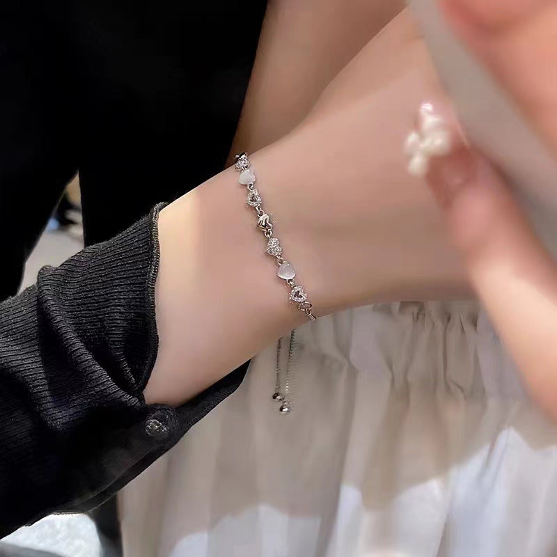 Super beautiful ~ Cat's eye stone ins niche bracelet women's