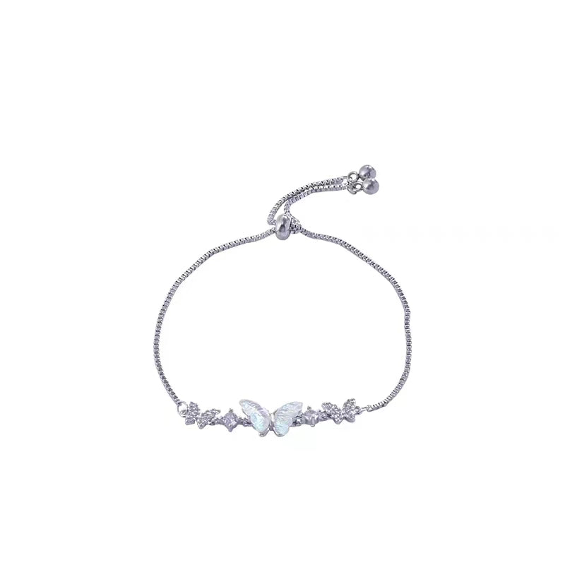 Pink diamond love bracelet female angel wings heart-shaped light luxury fashion hollow zircon bracelet hot new student trend