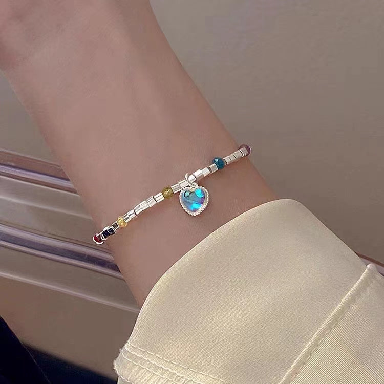 Rainbow Moonlight Love Necklace, Female Instagram Blogger, Same Style, Unique Beaded Collar Chain, Fresh Girl Accessories Bracelet