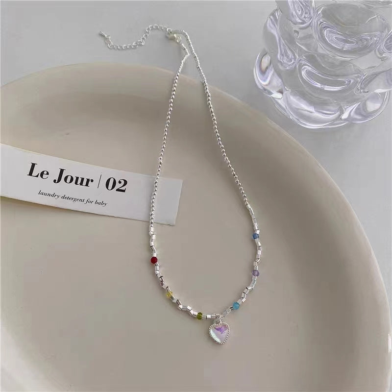 Rainbow Moonlight Love Necklace, Female Instagram Blogger, Same Style, Unique Beaded Collar Chain, Fresh Girl Accessories Bracelet