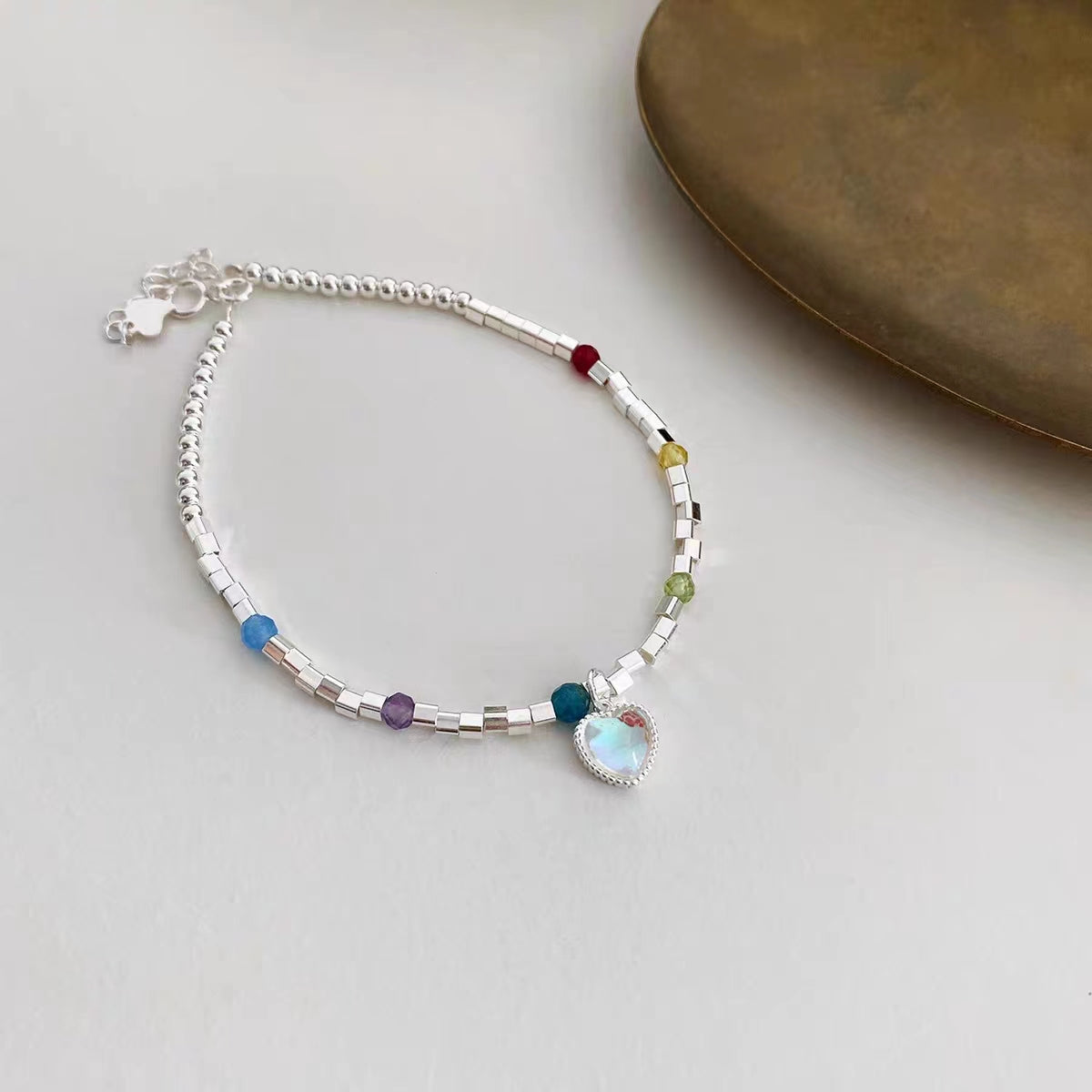 Rainbow Moonlight Love Necklace, Female Instagram Blogger, Same Style, Unique Beaded Collar Chain, Fresh Girl Accessories Bracelet