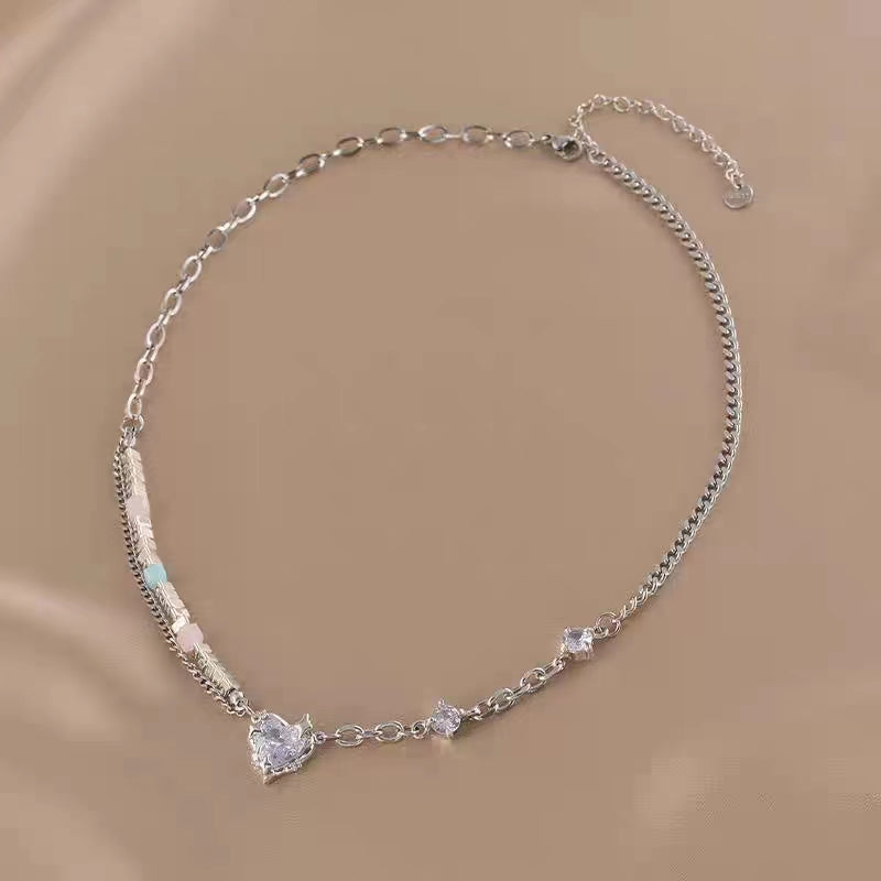 Huaji Love Titanium Steel Necklace 2023 New Popular Light Luxury Small Crowd Collar Chain Women's High end Feeling Neckchain Accessories Trend