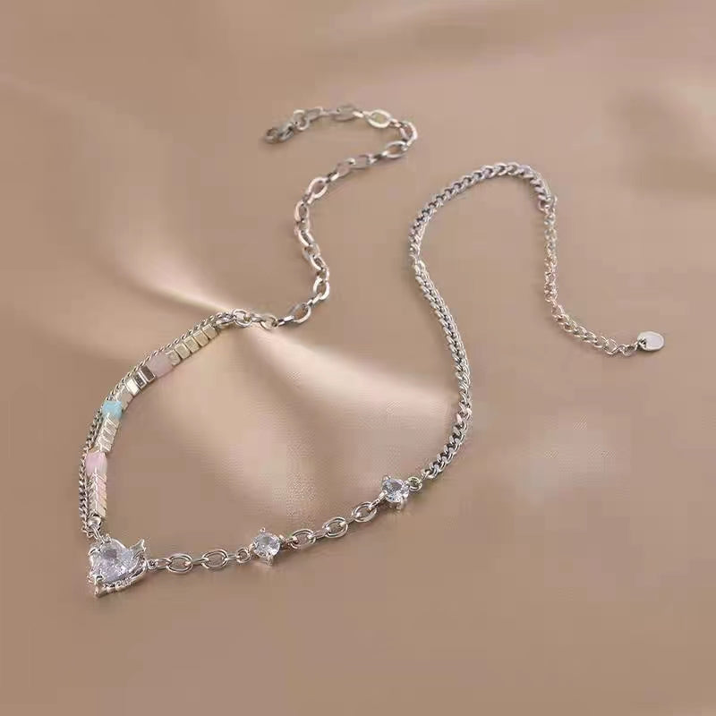 Huaji Love Titanium Steel Necklace 2023 New Popular Light Luxury Small Crowd Collar Chain Women's High end Feeling Neckchain Accessories Trend