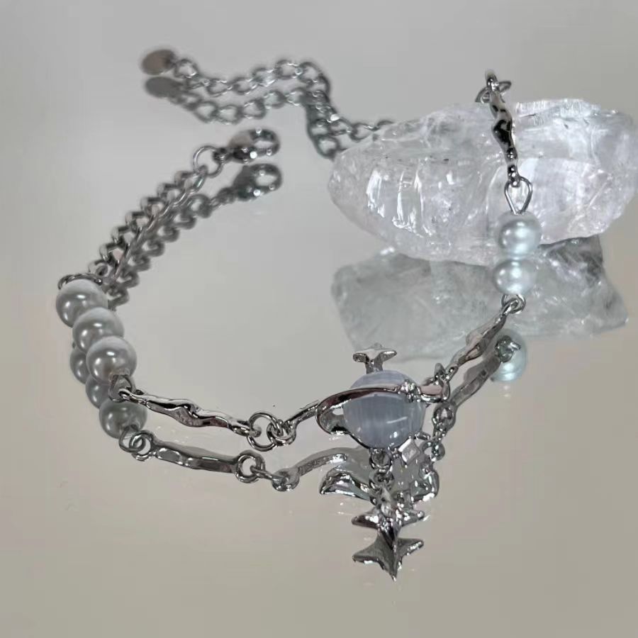 Love in the heart ~ blue moonstone love bracelet women's light