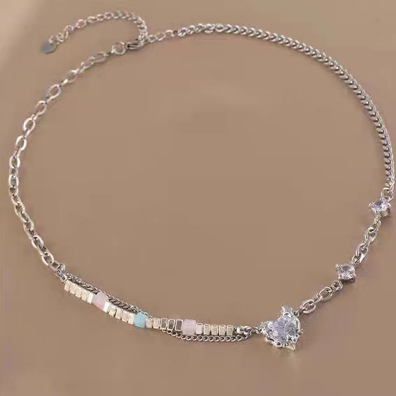 Huaji Love Titanium Steel Necklace 2023 New Popular Light Luxury Small Crowd Collar Chain Women's High end Feeling Neckchain Accessories Trend