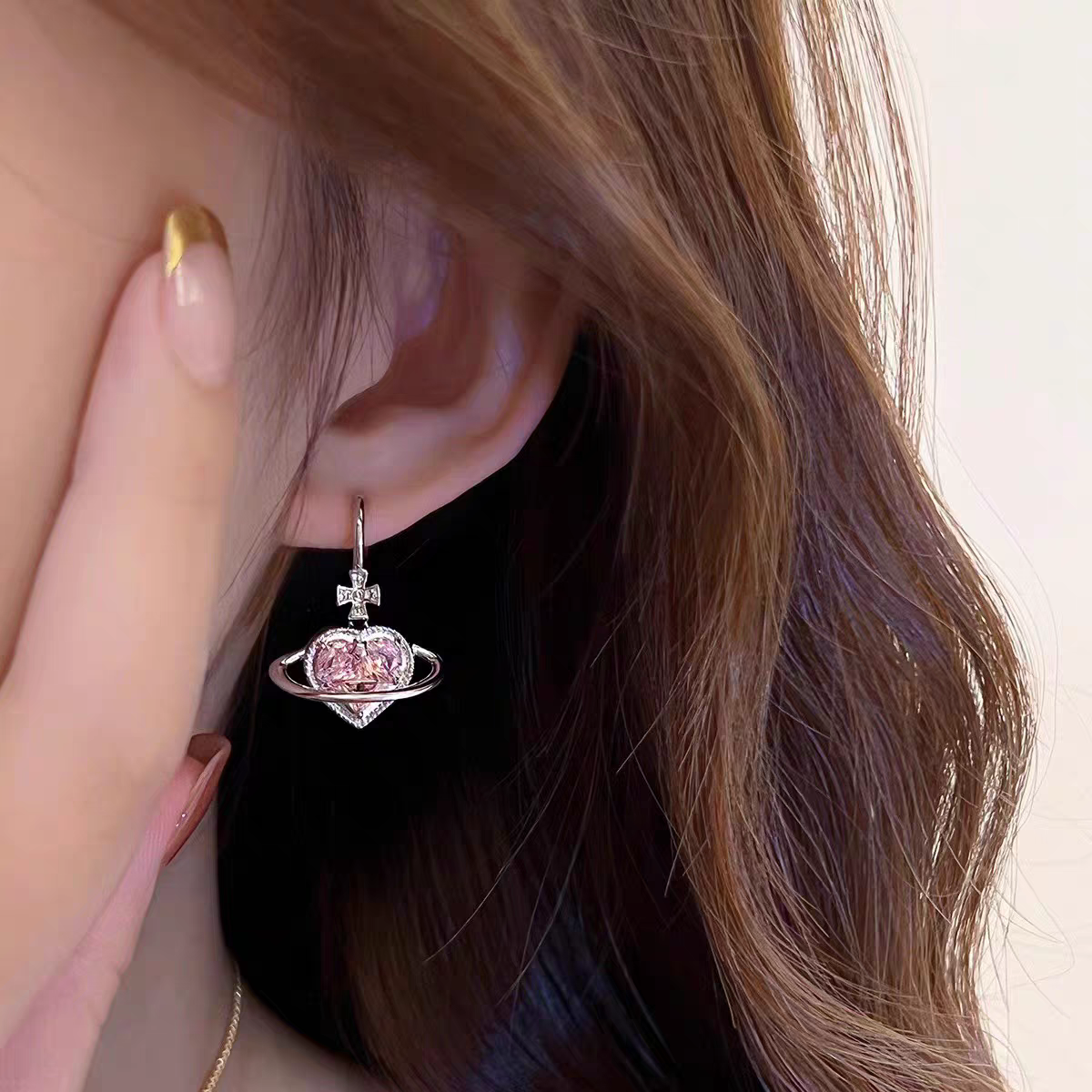 Korean Love Pink Earrings 2023 New Trendy